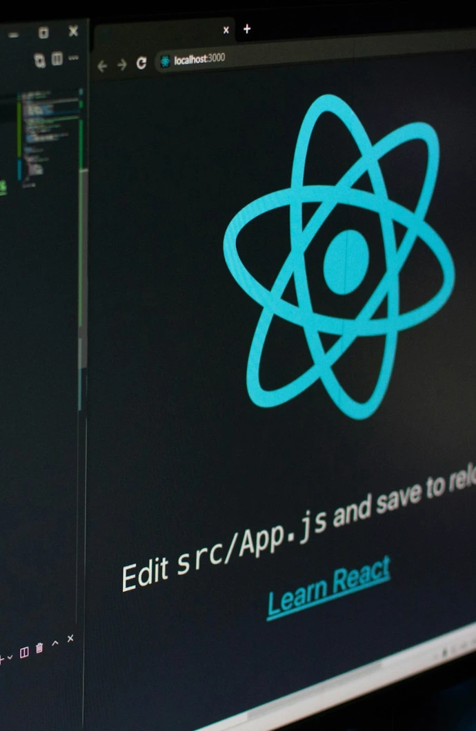 a computer screen with a logo on it